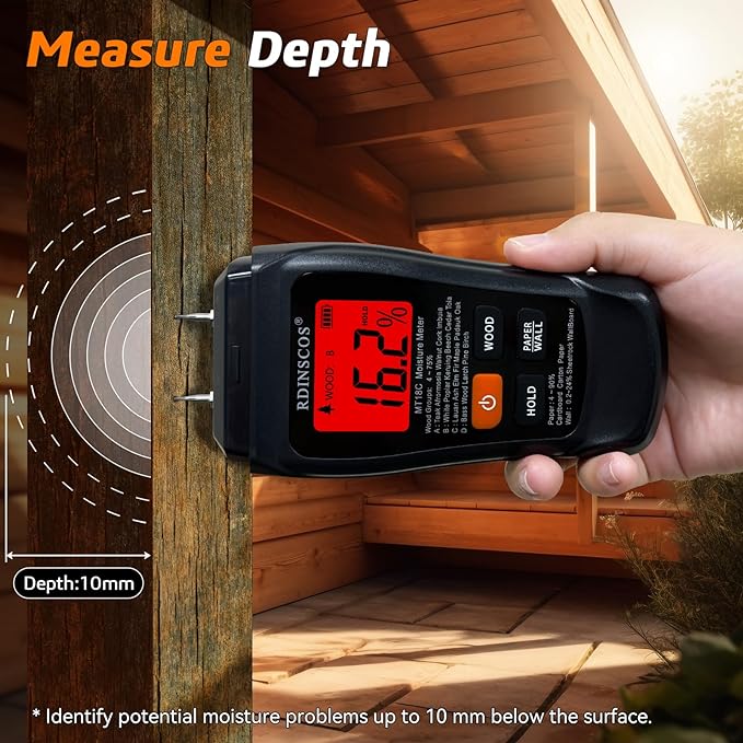 Moisture Meter for Drywall, Wood Moisture Meters for Walls, Carpet, Floor Humidity Detector, Lumber Firewood Moisture Meter for Wood
