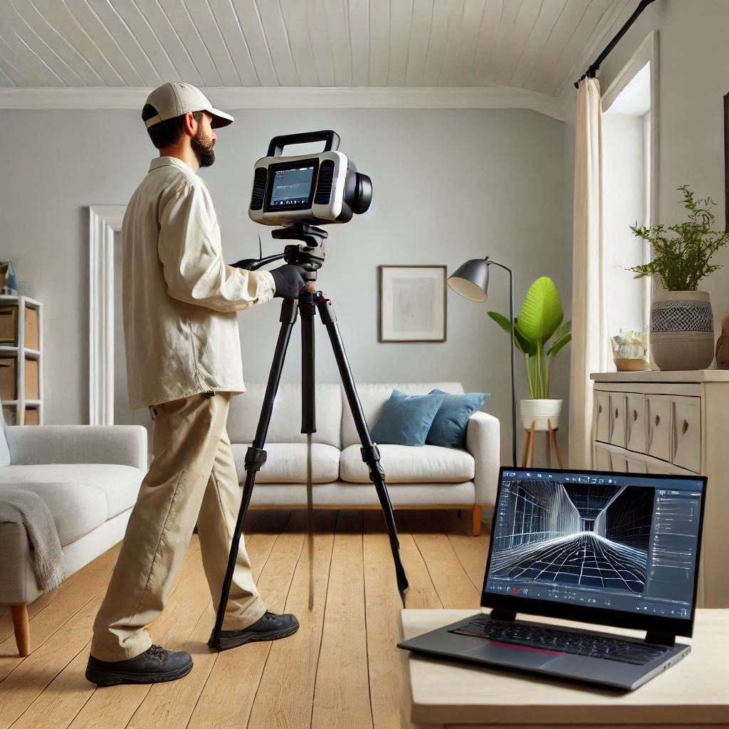 Advanced 3D scanning techniques in home inspection capturing detailed property layouts, providing accurate measurements, and ensuring thorough structural analysis for comprehensive evaluation.