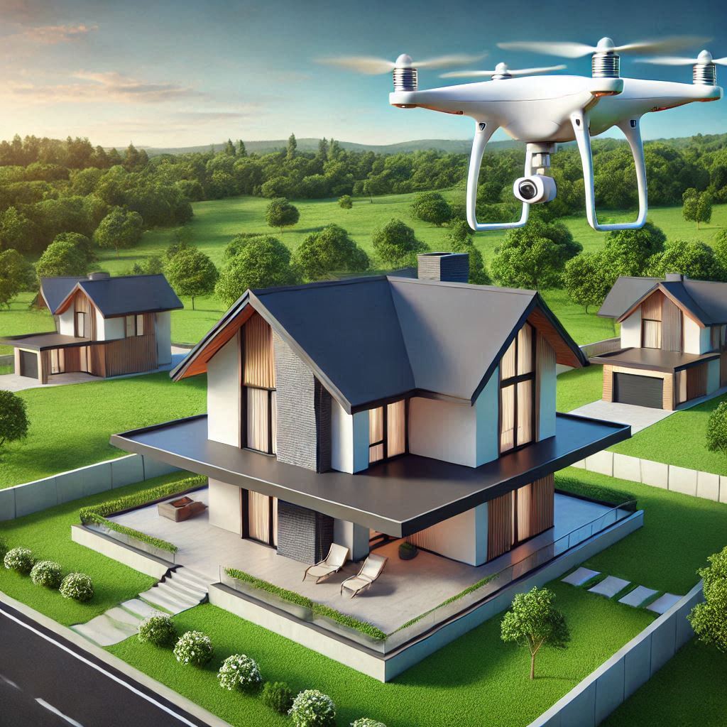 Drone technology in home inspections providing aerial views, accessing hard-to-reach areas, and improving safety and efficiency for accurate property assessment.