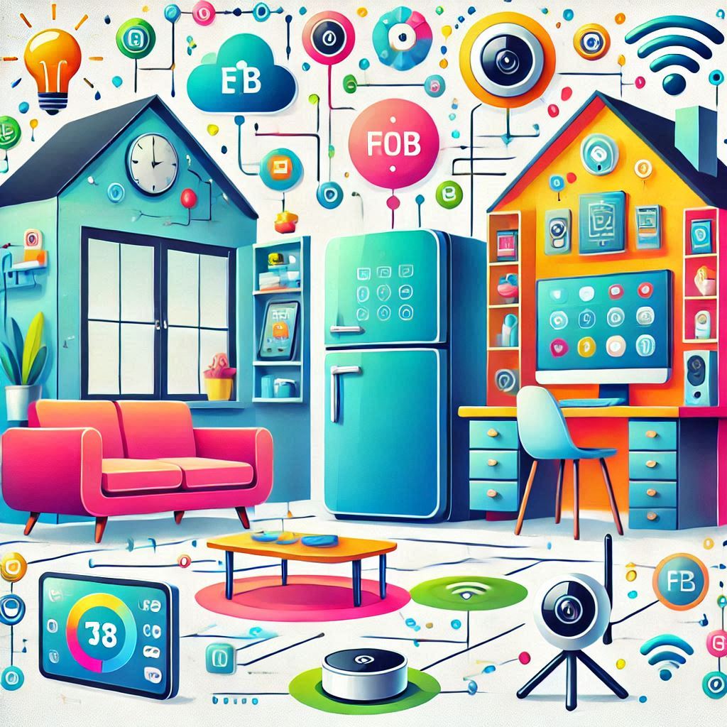 Internet of Things (IoT) technology in home inspection, connecting various smart devices and sensors for real-time monitoring and data analysis of property conditions.